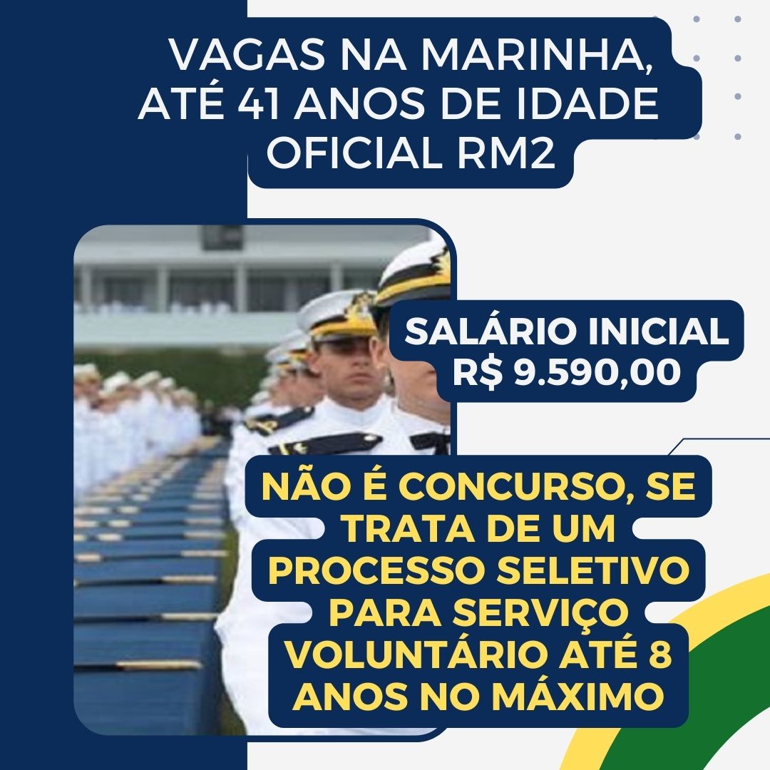 Marinha serviço militar Salário 9.5 mil para homens e mulheres até