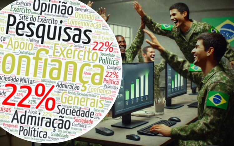 xército e as pesquisas que atestam a confiança da Sociedade: Imagem por IA