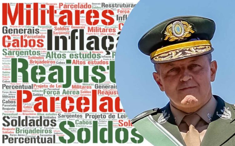 Montagem: General Tomás Miné com fundo em palavras sobre reajuste e inflação / Flickr Pres. República