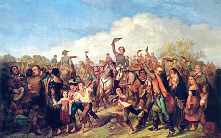 Pintura de François-René Moreau retrata Dom Pedro declarando a independência. A origem do nome "Brasil": entre lendas e madeira de valor. Foto: Reprodução